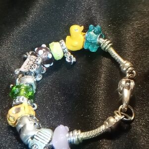 Maternity Bracelet Baby's Coming Charm Bracelet. 7.5 In Long Rubber Duck